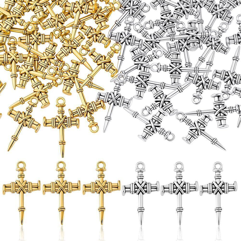 7568 50pcs Cross Pendant Charms Antique Golden/Silver Alloy Crucifix